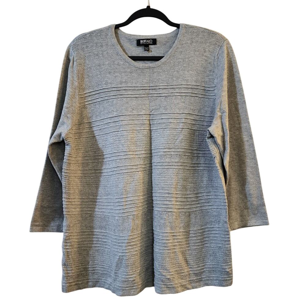 Buffalo David Bitton Womens Pullover Sweater Tunic Size XXL Gray 3/4 Sleeve